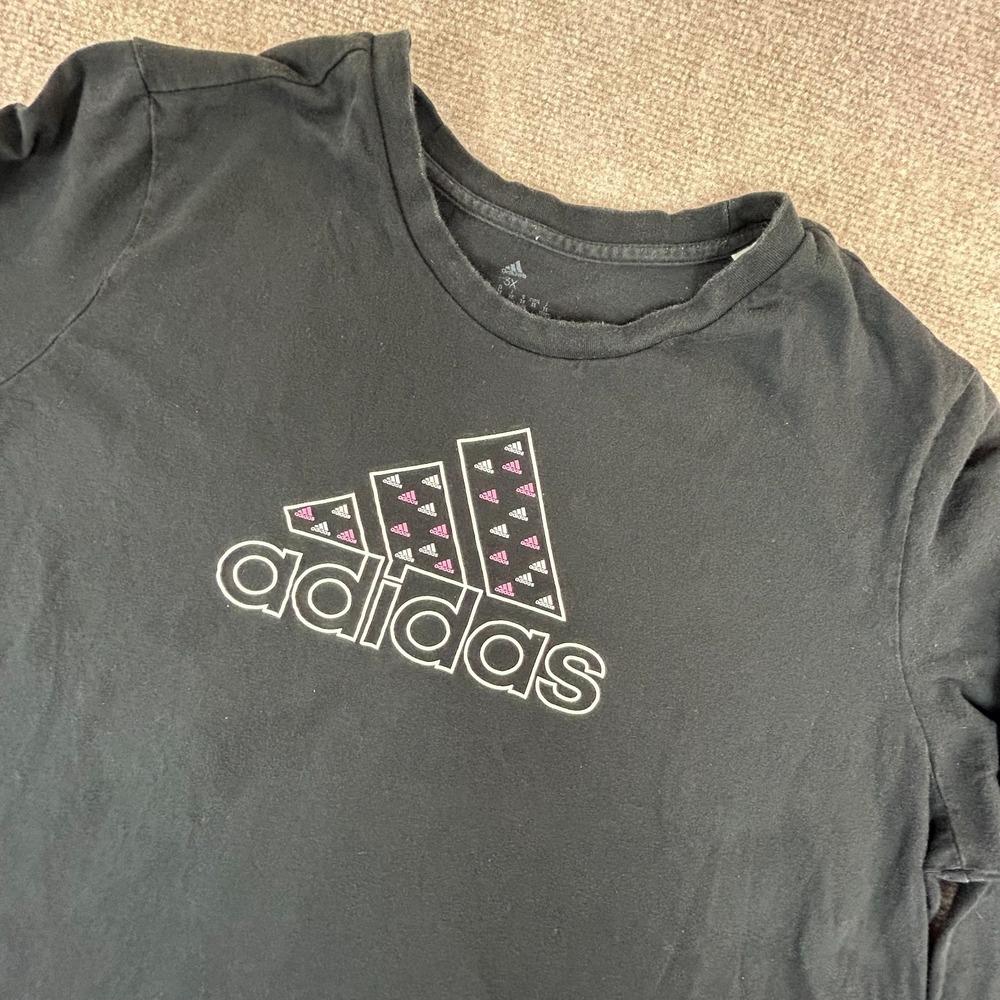 Adidas Shirt‎ Mens 3X Black Spellout Graphic Cotton Long Sleeve Casual Pullover